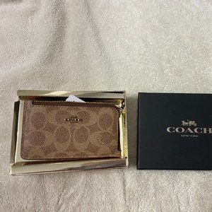 Coach Coated Canvas Signature Zip Card Case